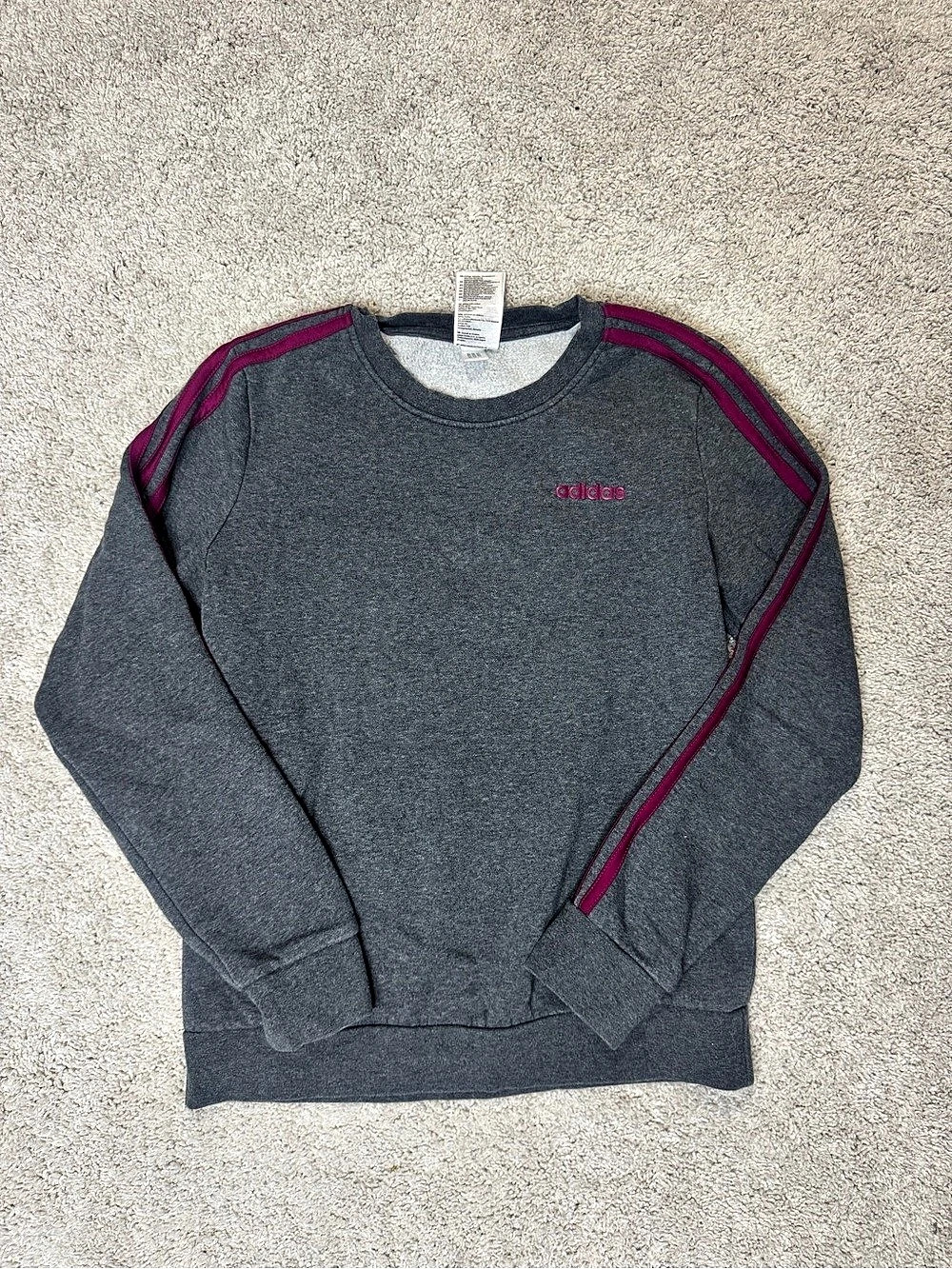 adidas Gray & Pink Stripe Sweatshirt Like New